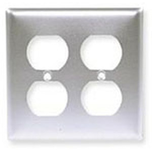 Hubbell Duplex Plate 2 Gang Standard Size Satin Stainless