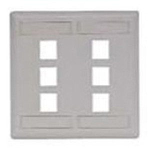 Hubbell Face Plate Rear-Loading 6 Port Double Gang Electric Ivory