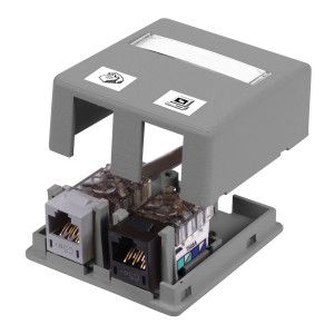 Hubbell HSB2GYP 2 Port Clear Gray Plenum