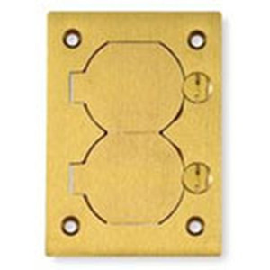 Rectangular Floor Box Cover  Duplex Flap  Brass