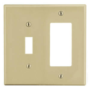 Hubbell Wallplate 2-Gang 1) Toggle 1) Receptacle Ivory - P12