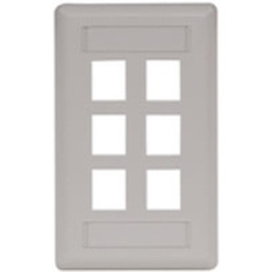 Hubbell Face Plate Rear-Loading 6 Port Single Gang Office White