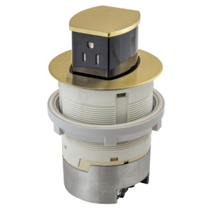 Hubbell RCT201BR Flush Brass Receptacle