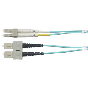 Hubbell DFHPCLCSCF1MM OM4 LC to SC Duplex Fiber Patch Cord – 3.3 ft (1 m) – Aqua