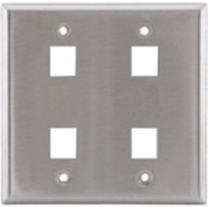 Hubbell Face Plate 2 Gang 4 Port Stainless Steel