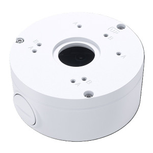 Vivotek AM-71K junction box detail showing cable management and connectivity ports