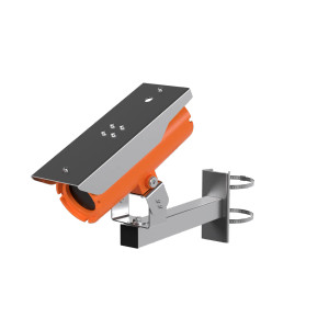 F2XX-PM pole mount installation detail showing bracket attachment and alignment