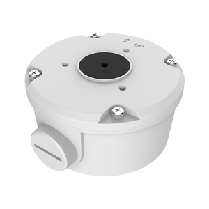 i-PRO M-JB-MINI-B round junction box for bullet cameras, white mounting bracket
