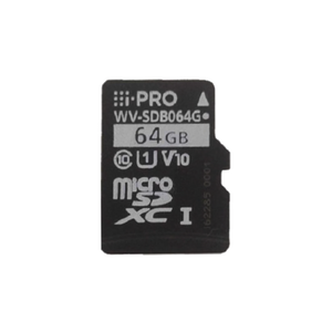 i-PRO WV-SDA064G surveillance-grade memory card packaging and product contents
