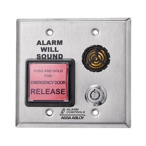 HES DE-1RED delayed egress station 2G stainless steel security door controller front view