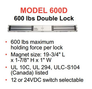 HES 600D Double Magnetic Lock 600 lbs
