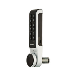 HES KP-200 keypad close-up showing numeric keypad layout and LED indicators