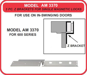 HES AM3370 maglock bracket installation detail showing mounting hardware