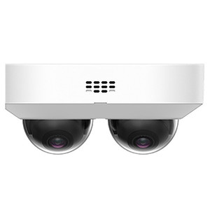 Speco Technologies O4FDMS1 dual lens 4MP IP camera front view with mounting bracket