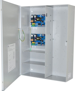 BC800 wall-mount cabinet rear connections and cable management for security systems