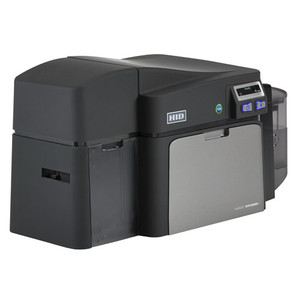 HID 52308 Fargo DTC4250E iCLASS SE card printer front view with input hopper and display panel