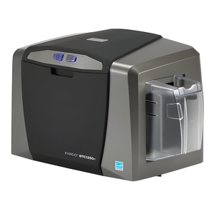 HID Fargo DTC1250e 050120 printer control panel and card input tray detail