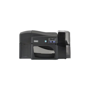 HID 055118 Fargo DTC4500e MAG card printer front view with input hopper and display panel