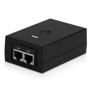 Ubiquiti POE-48-24W power supply connector ports and input output terminals close-up