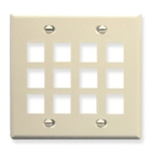 International Connectors and Cable Face Plate Flat 2-GANG 12-PORT Almond - IC107F12AL
