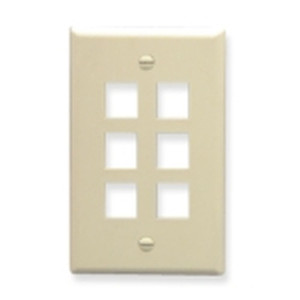 International Connectors and Cable Face Plate Flat 1-GANG 6-PORT Almond - IC107F06AL