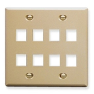 International Connectors and Cable Face Plate Flat 2-GANG 8-PORT Ivory - IC107FD8IV