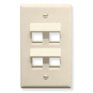 International Connectors and Cable Face Plate Angled 1-GANG 4-PORT Almond - IC107DA4AL