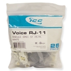 International Connectors and Cable Module Voice RJ-11 EZ 25 PK White - IC1076VCWH