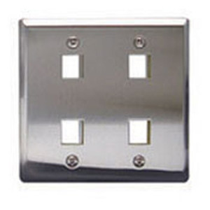 International Connectors and Cable Face Plate Stainless Steel 2-GANG 4-PORT - IC107DF4SS