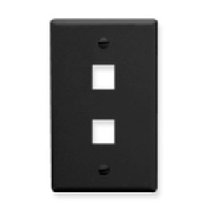 International Connectors and Cable Face Plate Flat 1-GANG 2-PORT Black - IC107F02BK