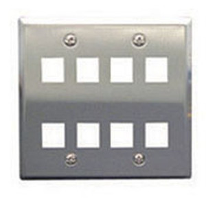 International Connectors and Cable Face Plate Stainless Steel 2-GANG 8-PORT - IC107DF8SS