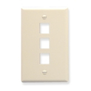 International Connectors and Cable Face Plate Flat 1-GANG 3-PORT Almond - IC107F03AL