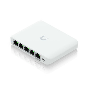 USW-FLEX-2.5G-5 2.5 gigabit managed switch rear panel connections and mounting options