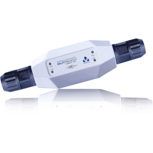 Veracity VOR-ORM-XT PoE Extender rear panel showing network and power connections