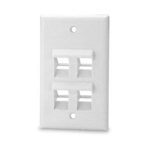 Signamax 4-Port Single Gang Angled Faceplate White - SKFA-4-WH