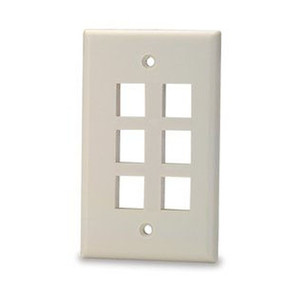 Signamax 6-Port Single Gang Keystone Faceplate w/o Labeling Ivory - SKF-6