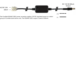 Comnet PS24AC12DC media converter rear panel connections and power input detail