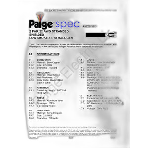 Paige Electric 743107 22/2pr STR ISP CMP White 1000' Box