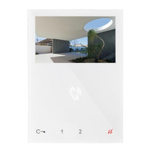 Comelit 6721W white indoor monitor with compact design and control buttons