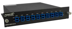 Transition Networks CWDM-M947LCR 9-channel media converter front view with LC connectors