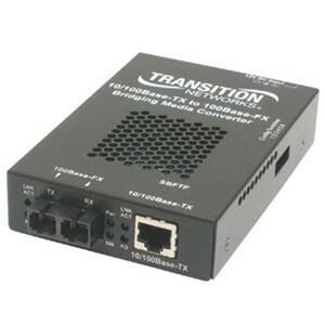 Transition Networks SBFTF1011-105-NA 10/100 fiber media converter front view