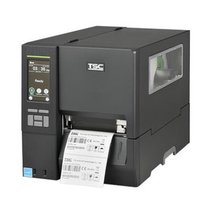 TSC 34-0350001-30LF thermal printer detail showing control panel and paper feed