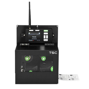 TSC PEX-1261-A001-0101 thermal transfer label printer front view with control panel and paper feed slot visible