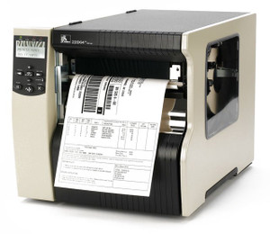Zebra 220-8K1-00000 industrial label printer front view with control panel