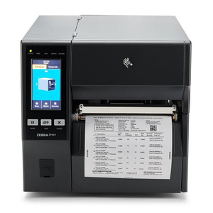 Zebra ZT42162-T410000Z thermal printer paper feed and control panel detail