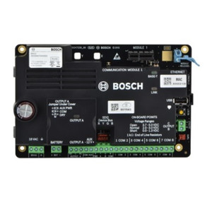 Bosch B6512 security panel side angle showing compact design and terminal connections