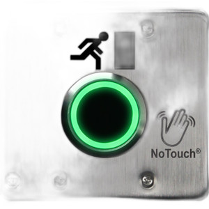STI NT-SS200-EN NoTouch® Stainless Steel Switch, US Double-Gang, Door Symbol