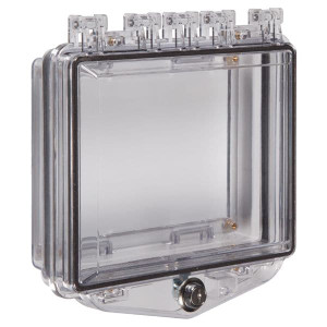 STI-7510B polycarbonate enclosure with enclosed back box and double-gang electrical outlet protection