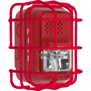 STI STI-9766 L Series strobe horn detector mounted on white wall