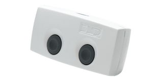 DMP 1142-GUARD hold-up panic button transmitter with desk mounting bracket detail